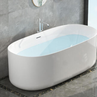 ORTONBATH™ Acrylic Freestanding Contemporary Soaking Bathtub with overflow white  OTMUN001