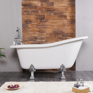 ORTONBATH™ Acrylic Freestanding Contemporary Soaking Bathtub with overflow white  OTRL001