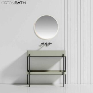 ORTONBATH™ Floor Mount Bathroom Vanity Set Bathroom Oval Mirror,  Plywood base Melamine surface Cabinet Set   OTWBL9705