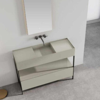 ORTONBATH™ Floor Mount Bathroom Vanity Set Bathroom Oval Mirror,  Plywood base Melamine surface Cabinet Set   OTWBL9606