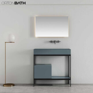ORTONBATH™ Floor Mount Bathroom Vanity Set Bathroom Oval Mirror,  Plywood base Melamine surface Cabinet Set   OTWBL9502