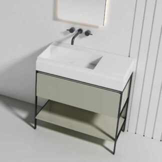 ORTONBATH™ Floor Mount Bathroom Vanity Set Bathroom Oval Mirror,  Plywood base Melamine surface Cabinet Set   OTWBL9303