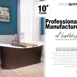 CAST IRON Modern Bathroom Freestanding Soaking SPA Tub with Drain and overflow ORTONBATH™ Pedestal Bathtub OTNH1022-5