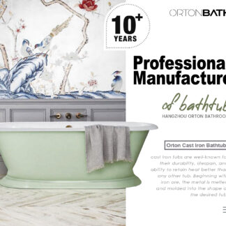 CAST IRON Modern Bathroom Freestanding Soaking SPA Tub with Drain and overflow ORTONBATH™ Pedestal Bathtub OTNH1030