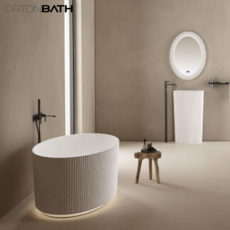 ORTONBATH™ Freestanding Soaking Solid Surface Bathtub   OTSW8687