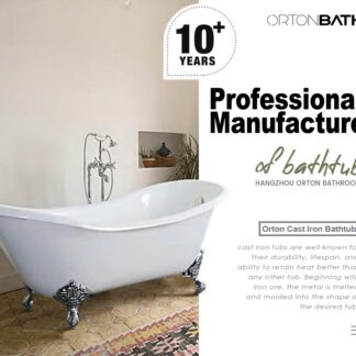 CAST IRON Modern Bathroom Freestanding Soaking SPA Tub with Drain and overflow ORTONBATH™ Pedestal Bathtub OTNH1031-1