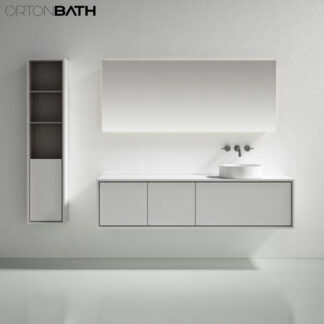 ORTONBATH™ Wall Mount Bathroom Vanity Set Bathroom Oval Mirror,  Plywood base Melamine surface Cabinet Set   OTBL0816