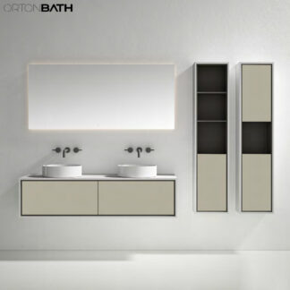 ORTONBATH™ Wall Mount Bathroom Vanity Set Bathroom Oval Mirror,  Plywood base Melamine surface Cabinet Set   OTBL0812