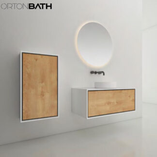 ORTONBATH™ Wall Mount Bathroom Vanity Set Bathroom Oval Mirror,  Plywood base Melamine surface Cabinet Set   OTBL0811