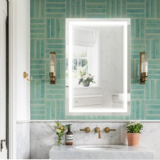ORTONBATH™  Rectangular Bathroom LED Vanity Mirror, UL Certified, Anti-Fog Dimmable Lights IP54 Waterproof Circle Makeup Wall Mounted Mirror