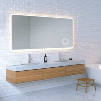 ORTONBATH™ LED Bathroom Vanity Mirror for Wall - 32 x 24 Inches Stylish Smart Memory LED Bathroom Mirror, Anti-Fog Touch Switch Smart Makeup Vanity Mirror with 6500k high Lumen Lights with magnifier
