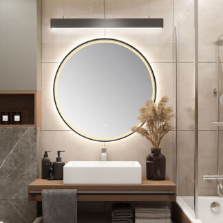 ORTONBATH™  LED Round Bathroom Mirror,32 Inch Lighted Vanity Mirrors for Wall, Smart 3 Color Lights, Anti-Fog Dimmable Touch Lighted Makeup Mirror
