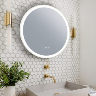 ORTONBATH™  32 Inch Round Backlit Bathroom Mirror, LED Circle Mirror with Lights, Safety UL Certified, Anti-Fog, Dimmable Lighted Vanity Mirror, CRI90+, IP54 Waterproof, Wall Mounted Mirror