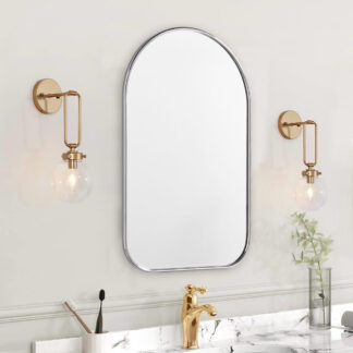 ORTONBATH™ Wall Mounted Mirror, 24"x36" Arch Bathroom Mirror, Gold Vanity Wall Mirror w/ Metal Frame for Bedroom, Entryway, Living Room