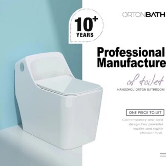 1PC WC BATHROOM One-Piece Rectangular Bowl Toilet ORTONBATH™ Dual-Flush 4/6L PER FLUSH OTM2005 P TRAP 180MM S TRAP 250MM WITH SEAT COVER