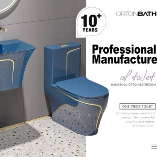 Middle East WC BATHROOM One-Piece Rectangular Bowl Toilet ORTONBATH™ Dual-Flush 4/6L PER FLUSH OTM2002 P TRAP 180MM S TRAP 250MM WITH SEAT COVER