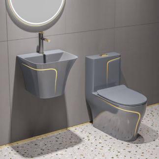 Middle East WC BATHROOM One-Piece OVAL Bowl Toilet ORTONBATH™ Dual-Flush 4/6L PER FLUSH OTSM002 P TRAP 180MM S TRAP 250MM WITH SEAT COVER