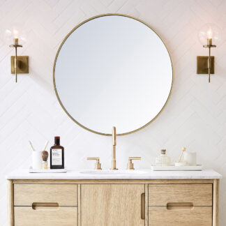 ORTONBATH™   Wrought Iron Round Bathroom Mirror Wall Hanging Bathroom Mirror Dressing Table Mirror Makeup Mirror Wall Hanging Round Mirror Porch Decorative Mirror,4040CM