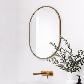 ORTONBATH™  Wall Mounted Mirror, 20’’x30’’ Oval Bathroom Mirror, Black Vanity Wall Mirror w/ Stainless Steel Metal Frame & Pre-Set Hooks for Vertical & Horizontal Hang, Ideal for Bedroom, Bathroom
