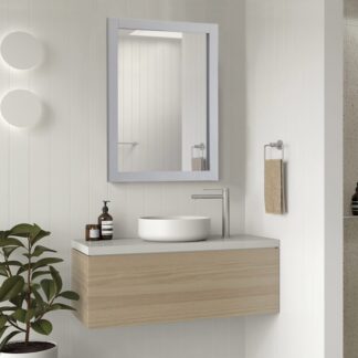 ORTONBATH™ 20“ Wood Framed Bathroom Mirror in Ash Gray Bathroom Living Room Makeup Vanity Mirrors