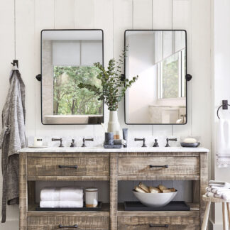 ORTONBATH™   ORTONBATH Framed Wall Mirror, 26 x 32, Black, Traditional Dark Accent Mirror for Home Decor Modern Frame Bathroom Mirror