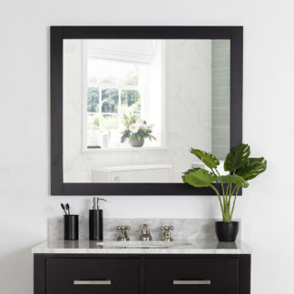 ORTONBATH™ Art Non-Beveled Wood Bathroom Mirror (25.25 x 19.25 in.), Hardwood Wedge Chocolate Frame - Wall Mirror Brown, Medium