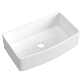 ORTONBATH™  Farmhouse Ceramic Single bowl Apron Front Kitchen Sink Basket Strainer Waste