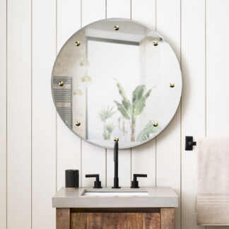 ORTONBATH™ Round Mirror, Wall-Mounted Bathroom Mirror, Home Decoration Mirror for Bedroom, Living Room and Entrance, Toilet Vanity Mirror, Aluminum Alloy Frame, HD Float Glass