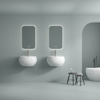 ORTONBATH™ modern oval semi pedestal Bathroom Ceramic wall mount Vanity Wash Basin sink