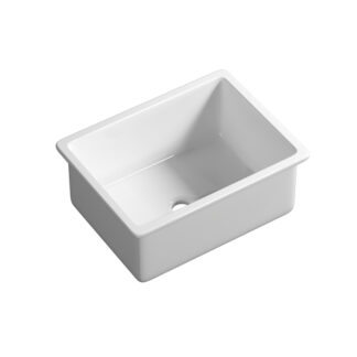 ORTONBATH™  Farmhouse white rectangular Ceramic SINGLE bowl UNDERMOUNT KitchenSink Basket Strainer Waste