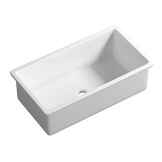 ORTONBATH™  Farmhouse Ceramic SINGLE bowl drop in porcelain Kitchen Sink Basket Strainer Waste