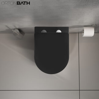 2022 New Design Rectangular Wall Hung ORTONBATH™ RIMLESS WC Toilet Bowl OTH2614E MAT BLACK