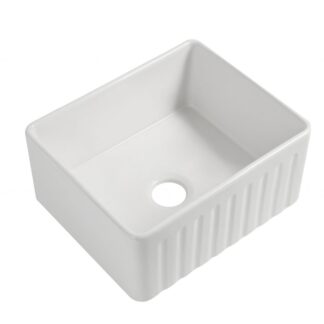 ORTONBATH™  Farmhouse rectrangle Ceramic Single bowl Apron Front Kitchen Sink Basket Strainer Waste