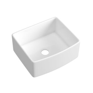 ORTONBATH™  Farmhouse rectangle Ceramic Single bowl Apron Front Kitchen Sink Basket Strainer Waste