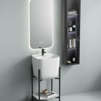 ORTONBATH™ modern rectangle semi pedestal Bathroom Ceramic wall mount Vanity Wash Basin sink