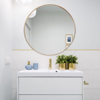 ORTONBATH™  Round Mirror, Circle Hanging Mirror, Metal Frame Wall Mounted Mirror for Home Bedroom, Bathroom, Washroom, Living Room, Entryways OTML1023