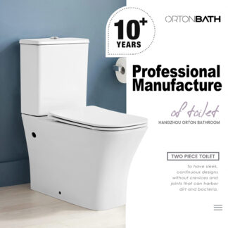 ORTONBATH™ FULLY BACK TO WALL Two-Piece Wash Down RECTANGLE Bowl Toilet WITH Dual-Flush 3/6L PER FLUSH AND RIMLESS FLUSHING OT05D