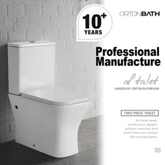 ORTONBATH™ RIMLESS WALL FACED  Two-Piece Wash Down Square Bowl Toilet Dual-Flush 3/6L PER RIMLESS WC FLUSH OT55-1