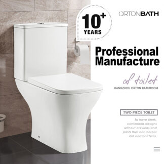 ORTONBATH™ CE CERTIFIED WHITE COLOR Two-Piece Wash Down Square Bowl Toilet Dual-Flush 3/6L PER FLUSH OT55D