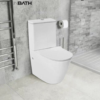 ORTONBATH™ CE WATERMARK FULLY BACK TO WALL TWO PIECE RIMLESS TOILET WITH Dual-Flush 3/6L PER FLUSH PP UF SEAT COVER OTM66D