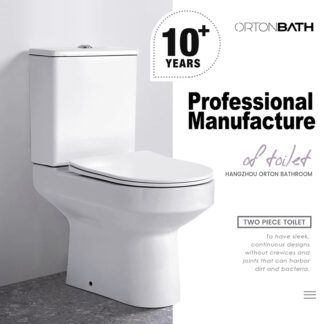 ORTONBATH™ UK NEW DESIGN Two-Piece Wash Down Square Bowl Toilet Dual-Flush 3/6L PER FLUSH WITH PP SEAT COVER OT73D
