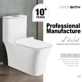 ORTONBATH™ Dual Flush Elongated Standard One Piece Toilet with Comfortable Seat Height, Soft Close Seat Cover, High-Efficiency Supply, and White Finish Toilet Bowl (White Toilet) WC Bathroom Water Closet One-Piece Elongated Toilet OT1109