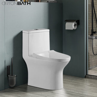 ORTONBATH™ Dual-Flush Elongated One Piece Toilet with Comfort Chair Seat ADA Height WC Bathroom Water Closet One-Piece Elongated Toilet OT1141