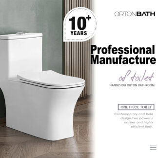ORTONBATH™ siphonic rectangular bowl WC Bathroom Water Closet One-Piece Elongated Toilet Dual-Flush 3/6L PER FLUSH OT073