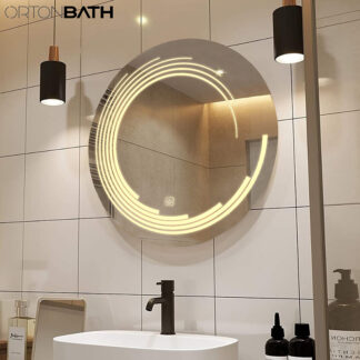 ORTONBATH™  LED Bathroom Mirror, round frameless art Front and Backlit LED Mirror for Bathroom, 3 Colors Dimmable CRI>90 Double Lights, IP54 Enhanced Anti-Fog, Hanging Plates Wall Mount Lighted Mirror OTL0501