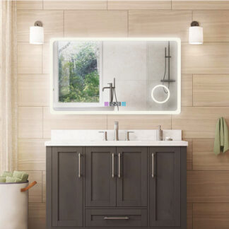 ORTONBATH™ FRAMELESS 40x24 inch Wall Mounted LED Mirror with 3000K-6000K Adjustable, LED Lighted Bathroom Mirror with Anti-Fog, 10%-100% Dimmable, Smart Touch Button, Memory Function WITH MAGANIFIER (Horizontal/Vertical) OTL0520