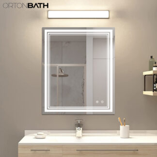 ORTONBATH™  24x36 LED Bathroom Mirror with Lights, Dimmable Lighted Vanity Mirror with Front and Backlit, Large Anti-Fog LED Vanity Mirror for Wall with 3 Colors, Memory, Shatter-Proof,Horizontal/Vertical OTL524