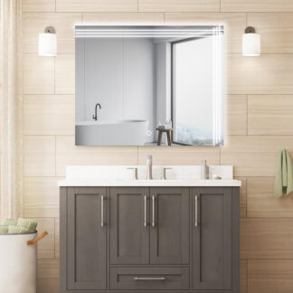 ORTONBATH™  24 x 32 LED Mirror for Bathroom 6000K Stepless Dimmble, Backlit Mirror Bathroom for Vanity CRI 90+,Anti-Fog Bath Mirror with Lights&Memory Function OTL0623