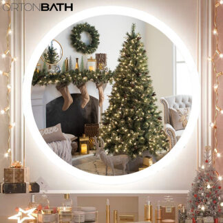 ORTONBATH™ ROUND FRAMELESS BACK LIT  Touch Control Wall-Mounted Vanity Mirrors with Lights-20 X 28in Dimmable Lighted Makeup Mirror, Anti-Fog Front Lighted Led Bathroom Mirror, Memory Function Cosmetic Mirror OTL002