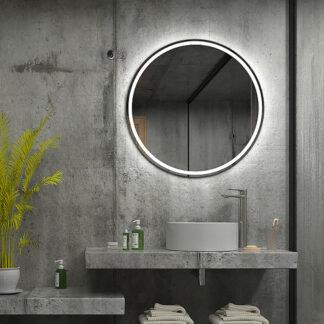 ORTONBATH™  Mirrors & Marble Circular LED Vanity Mirror - Front Lit Rounded Mirror for Bedroom, Bathroom or Shower - Anti Fog & Wall-Mounted - Modern Home Decor - 24